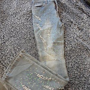 Cache denim beaded pearl bootcut jean with stretch
